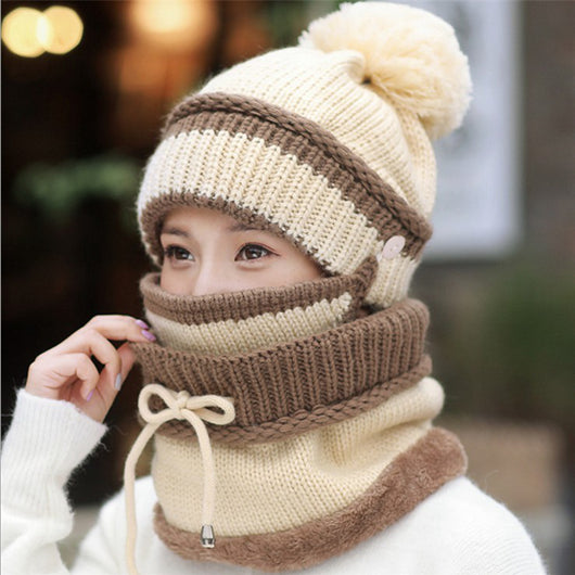 Gorro de Invierno para Mujer con Máscara Facial - Lana Gruesa Térmica Impermeable - Image 4