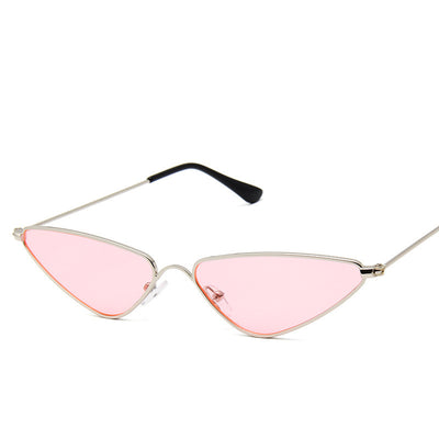 Small frame triangle sunglasses with silver metal frames and vibrant yellow lenses, featuring black temple tips. - Image 5