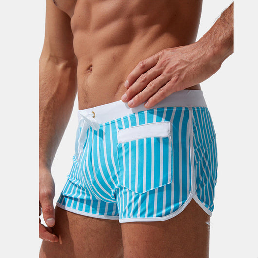 Pantalones de Playa Cortos para Hombre con Doble Capa Antibrillo y Rayas Verticales - Image 5
