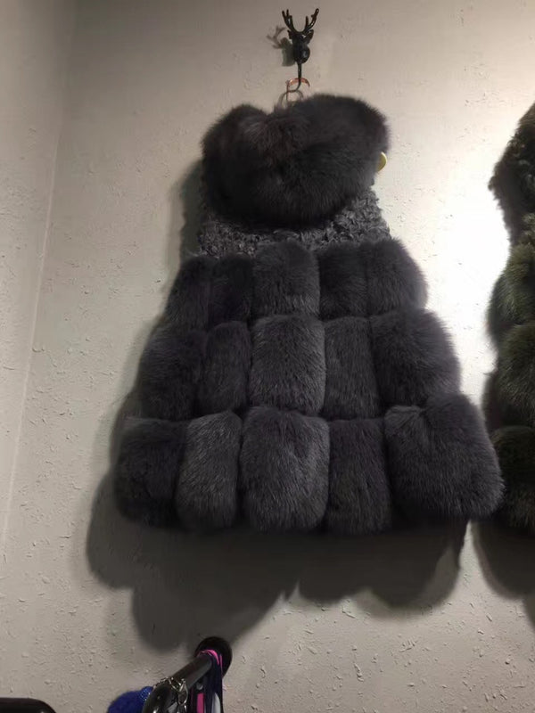 Chaleco de Piel de Zorro Largo para Mujer