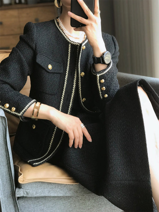 Traje Falda Tweed Clásico de Corte Elegante - Image 6