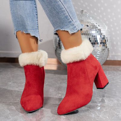 Botas Tobilleras de Ante Cuadro Escocés con Tacón Cuadrado - Comodidad y Estilo para Otoño e Invierno - Image 7