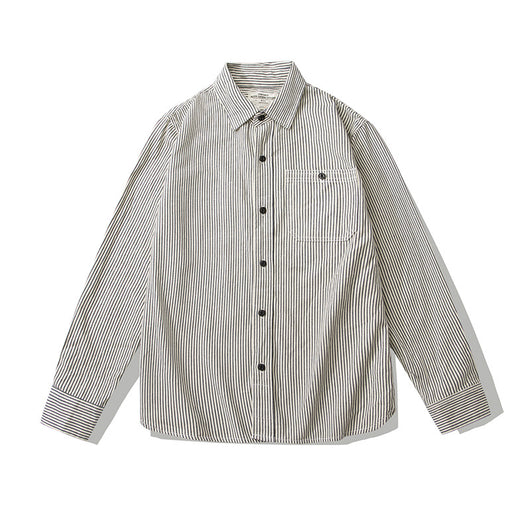 Camisa Retro de Rayas Verticales Manga Larga para Hombre - Image 33