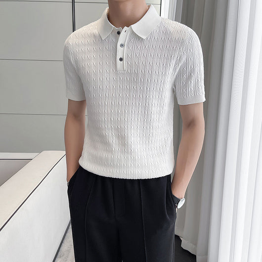 Camiseta Ejecutiva Jacquard de Manga Corta para Hombre - Image 12