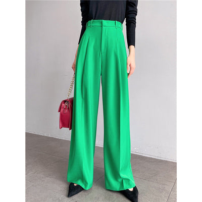 Pantalones de Pierna Ancha Cintura Alta Drapeado Suelto - Image 2