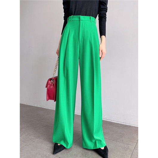Pantalones de Pierna Ancha Cintura Alta Drapeado Suelto - Image 2