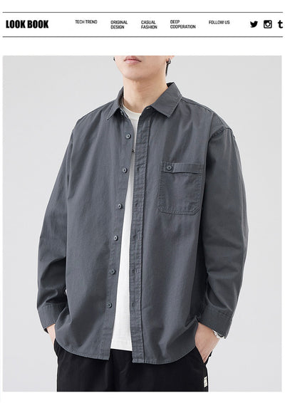 Camisa de Algodón Pesado Estilo Americano para Hombre - Image 13