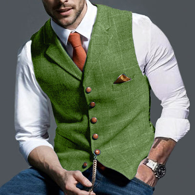 Chaleco Casual de Cuadros con Solapa Ajustado para Hombre - Image 7