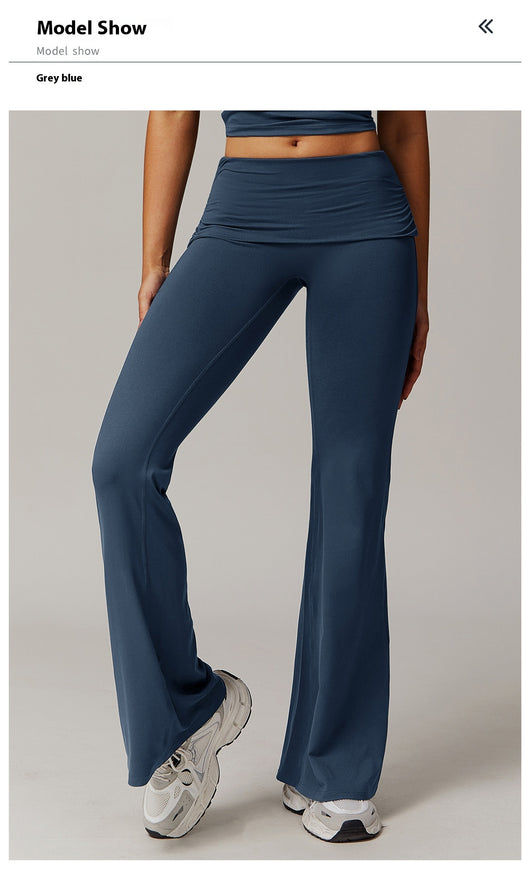 Pantalones Yoga Plisados Cintura Alta para Mujer - Diseño Acampanado Versátil - Image 13