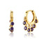 Sterling Plateado 6 Round Stone Drop Earrings Jewelry Golden Morado stone