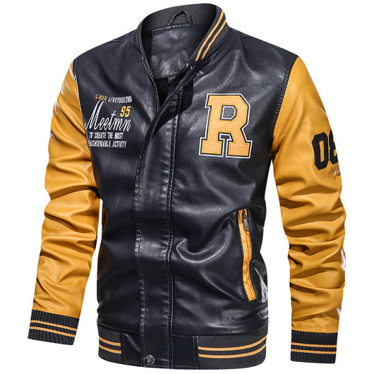 Chaqueta de Cuero PU Acolchada para Motociclista - Estilo Béisbol Hombre - Image 11