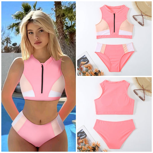 Bikini Deportivo de Cintura Alta con Detalles Asimétricos - Image 2
