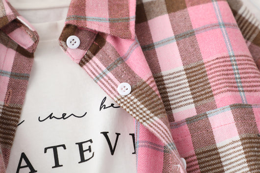 Camisa a Cuadros Casual con Textura Cepillada para Mujer - Image 11