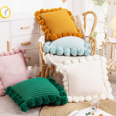 Almohada Decorativa de Punto para Sofá y Cama con Soporte Lumbar