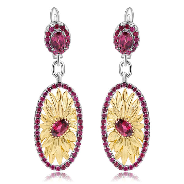 Aretes de Plata con Incrustaciones de Rosa - Image 6