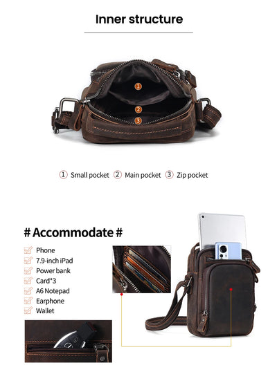 Bolsa Mensajero de Cuero Vintage para Hombre - Image 11