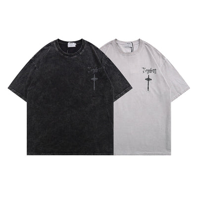 Camiseta Hip Hop Vintage Desgastada Lavada para Hombre - Image 12