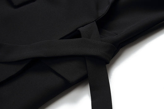 Vestido Falda Negra Patchwork con Encaje Largo - Image 11