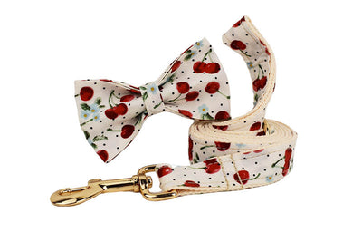 Collar para Mascotas con Estampado de Cerezas, Correa de Tracción y Hebilla Dorada Desprendible - Image 22