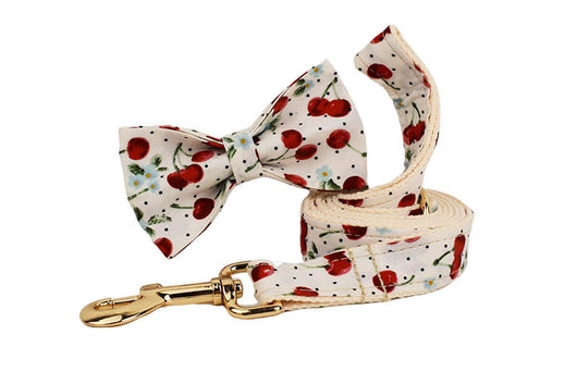 Collar para Mascotas con Estampado de Cerezas, Correa de Tracción y Hebilla Dorada Desprendible - Image 22