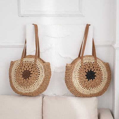 Bolso de Hombro Tejido a Mano con Diseño Multicolor - Estilo Bohemio en Paja Natural - Image 6