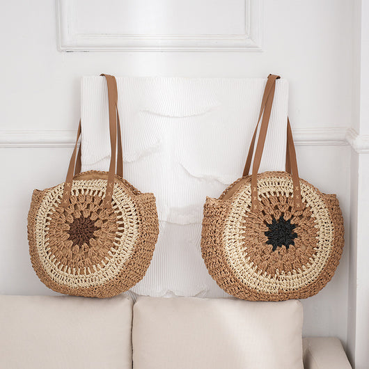 Bolso de Hombro Tejido a Mano con Diseño Multicolor - Estilo Bohemio en Paja Natural - Image 6