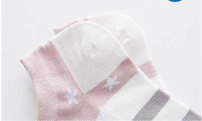 Calcetines Invisibles de Algodón Transpirable con Diseño Rayas Estrellas - Image 15