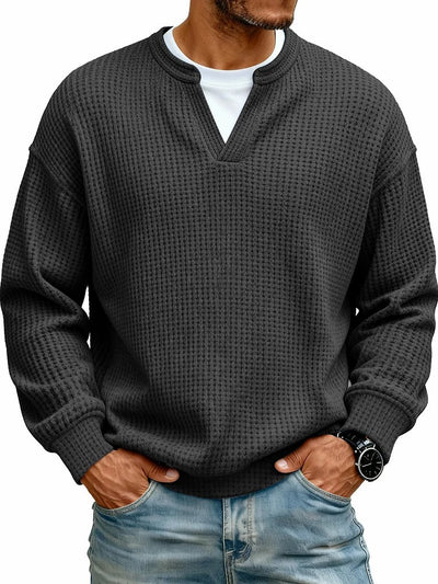 Sudadera Texturizada Cuello V para Hombre - Manga Larga Casual Versátil - Image 12