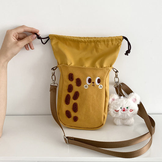 Bolsa Bandolera Pequeña de Lona Cacahuete con Diseño Cartoon - Ajustable para Celular - Image 4