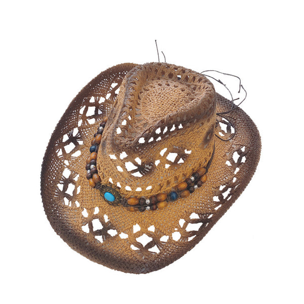 Sombrero Vaquero de Paja para Playa - Protección Solar Premium