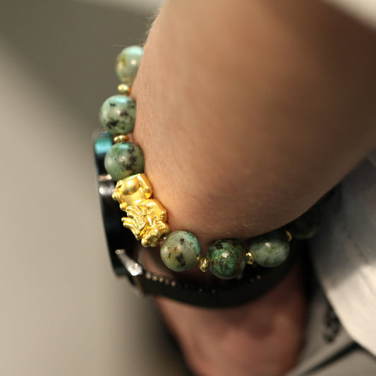 Pulsera de Valor Ojo de Tigre Amarillo 12mm con Aleación