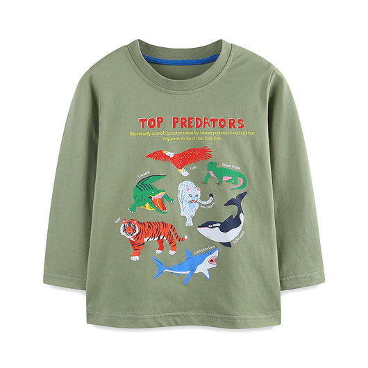 Camiseta Infantil Manga Larga Estilo Europeo Americano con Estampado de Animales - Image 6