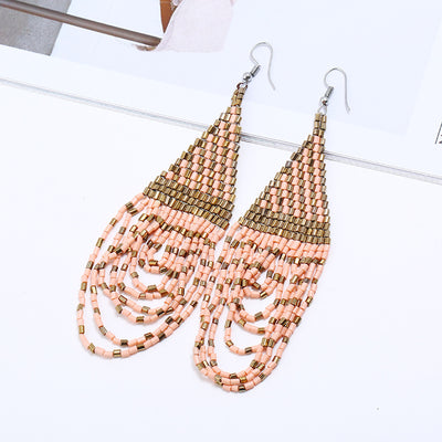 Aretes Bohemios Étnicos con Cuentas de Arroz y Borlas Retro - Image 12