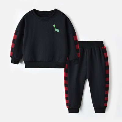 Conjunto Deportivo Cuadros Rojo y Negro - Sudadera Bicolor con Pantalón Trendy