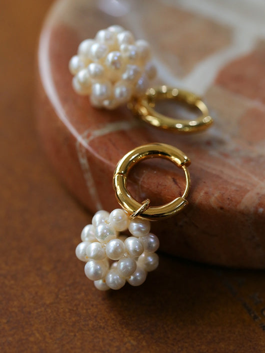 Aretes Esféricos de Perlas Tejidas a Mano para Mujer - Image 15