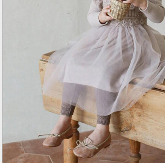 Leggings Elásticos Tejidos para Niños con Encaje Delicado - Image 5