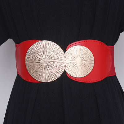 Cinturón Elástico Ancho Rojo para Mujer - Accesorio Versátil para Vestidos y Faldas - Image 16
