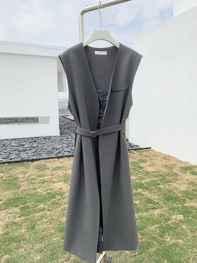 Falda Midi Cintura Alta Color Sólido Elegancia Ejecutiva - Image 2