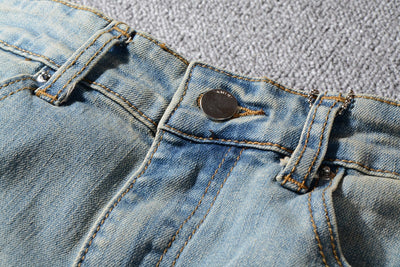Pantalones Jeans Slim Fit con Pliegues y Bloques de Color para Hombre - Image 16