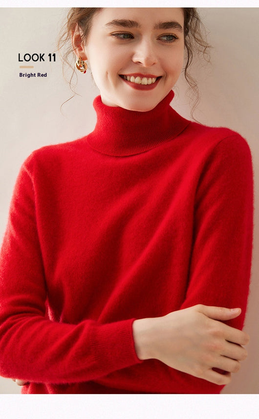 Suéter Cuello Alto de Cachemira Pura para Mujer - Image 29
