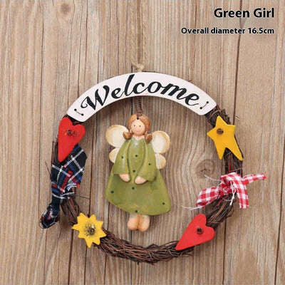 Placa Decorativa de Bienvenida en Madera con Guirnalda para Puerta - Image 8