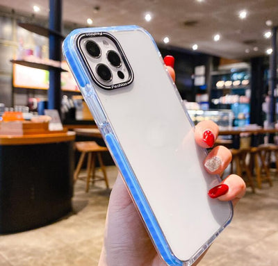 Funda Transparente Para Teléfono Con Marco de Color Sólido Antideslizante