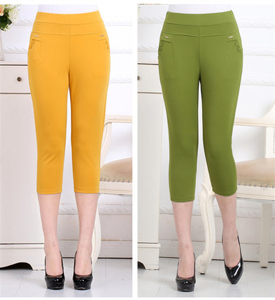 Pantalones Casuales de Cintura Alta en Colores Lisos