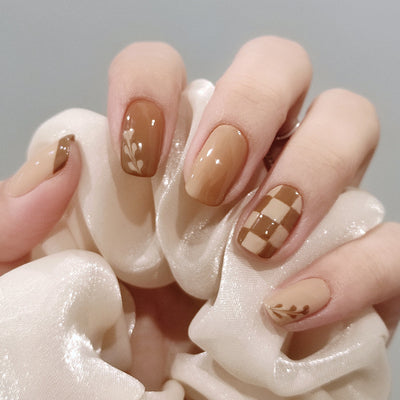 Parches de Uñas Adhesivos Kurixiang Latte - Diseño Pull Wear - Image 10