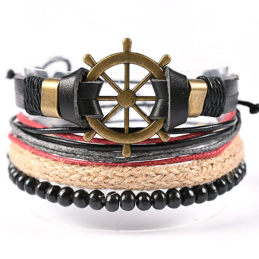 Pulsera de Cuero Auténtico Tejida con Cuentas - Estilo Étnico Retro - Image 3