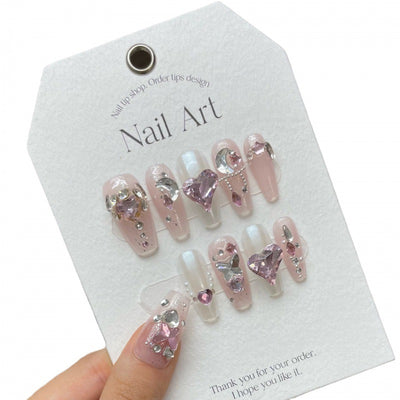 Esmalte de Uñas Diamantado Lujo Rosa - Diseño Completo con Brillantes - Image 5
