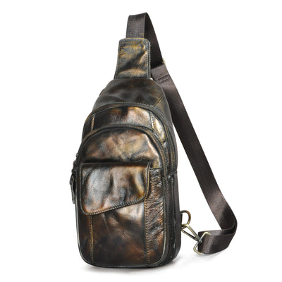 Bolsa Cruzada para Pecho de Cuero Crazy Horse Vintage - Estilo Retro para Hombre - Image 9