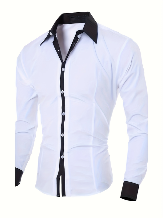 Camisa Manga Larga Bicolor Elegante para Adolescentes