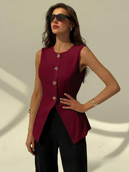 Chaleco Mujer Sin Mangas Ajustable con Botones - Image 3