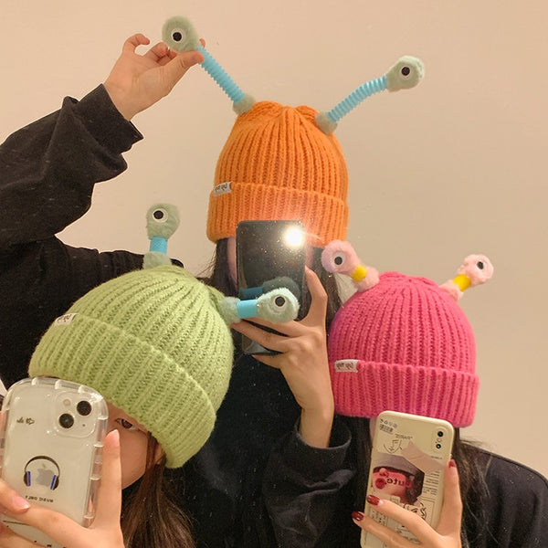 Gorro Tejido de Rana Divertida para Mujer